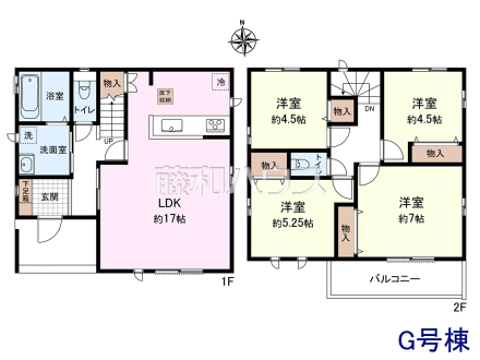 ≪G号棟 間取図≫全居室角部屋仕様で2面採光を実現【府中市日新町3丁目】