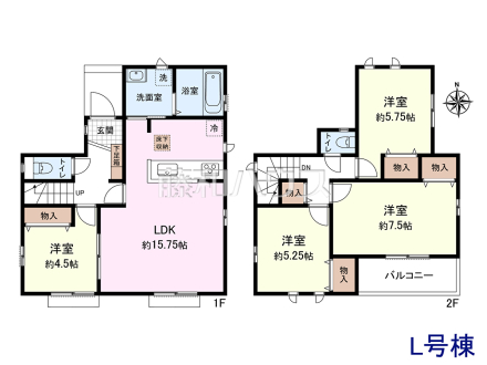 ≪L号棟 間取図≫ 南向きバルコニーは洗濯物もよく乾きます♪【府中市日新町3丁目】