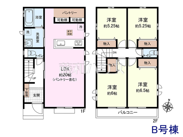 B号棟 間取図 【立川市砂川町6丁目】 B号棟 間取図 【立川市砂川町6丁目】