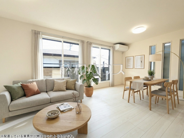 約19帖のゆったりリビング。家族でテーブルを囲む素敵な時間をお愉しみ下さい。※配置している家具や小物はCGによるものです。 【練馬区富士見台3丁目】 約19帖のゆったりリビング。家族でテーブルを囲む素敵な時間をお愉しみ下さい。※配置している家具や小物はCGによるものです。 【練馬区富士見台3丁目】