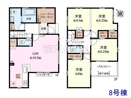 8号棟 間取図 【新座市野火止3丁目】