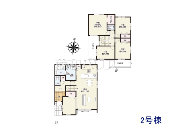 2号棟 間取図 【所沢市大字下安松】 2号棟 間取図 【所沢市大字下安松】