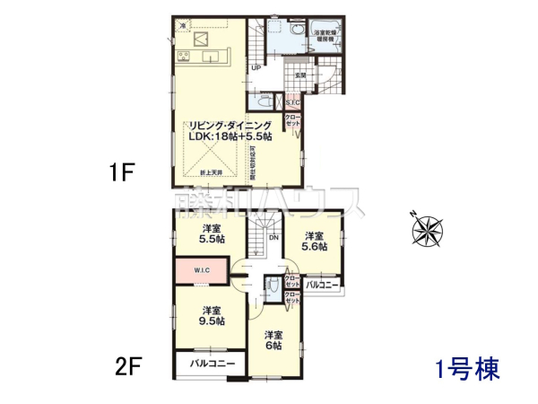1号棟 間取図 【糟屋郡粕屋町内橋東1丁目】 1号棟 間取図 【糟屋郡粕屋町内橋東1丁目】