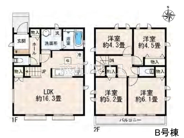 B号棟 間取図 【小平市花小金井5丁目】 B号棟 間取図 【小平市花小金井5丁目】
