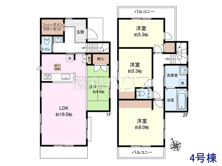 4号棟 間取図 【府中市押立町5丁目】