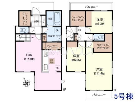 5号棟 間取図 【府中市押立町5丁目】