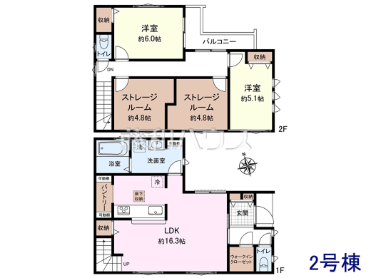 2号棟 間取図 【府中市天神町1丁目】