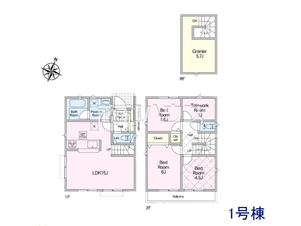 1号棟 間取図 【福岡市早良区梅林7丁目】 1号棟 間取図 【福岡市早良区梅林7丁目】