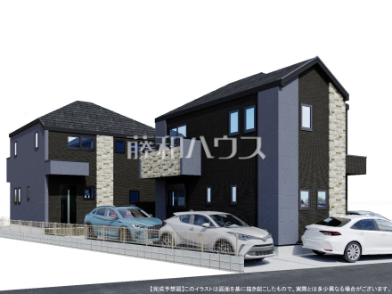 2・3号棟 完成予想図(外観) 【日野市日野台2丁目】
生活に溶け込むシンプルなデザインの外観が魅力の新邸です。