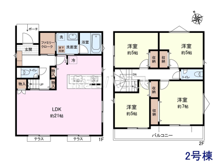 2号棟 間取図 【日野市石田1丁目】
