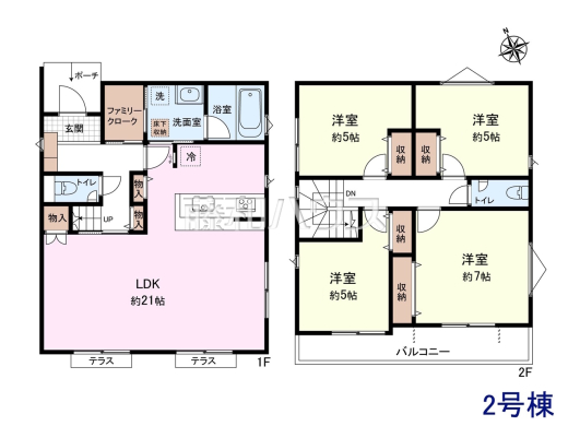 2号棟 間取図 【日野市石田1丁目】