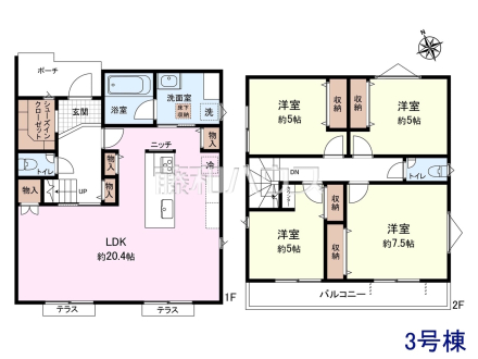 3号棟 間取図 【日野市石田1丁目】