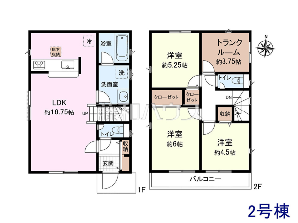 2号棟 間取図 【三鷹市野崎1丁目】 2号棟 間取図 【三鷹市野崎1丁目】