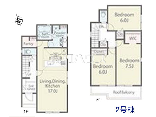 2号棟 間取図 【所沢市大字下安松】 2号棟 間取図 【所沢市大字下安松】
