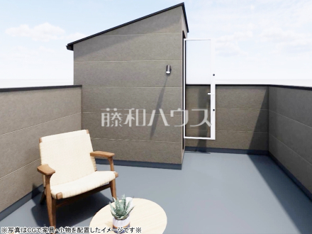 洗濯物やシーツ類など干すのに便利な広さのルーフバルコニー♪ ※完成予想図※ 【朝霞市本町2丁目】/撮影日2026/06/26