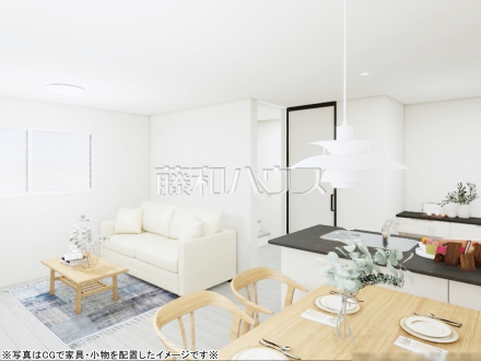 大きなソファーを置いても圧迫感がない16.25帖の広々LDK。 ※完成予想図※ 【朝霞市本町2丁目】/撮影日2026/06/26