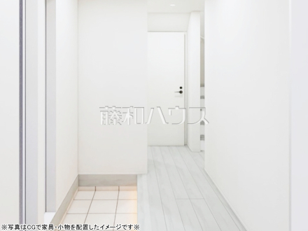 ゆとりある広さのホールと明るい玄関は、ご家族皆様もお客様もいつでも気持ちよく迎えてくれます。※完成予想図※ 【朝霞市本町2丁目】/撮影日2026/06/26