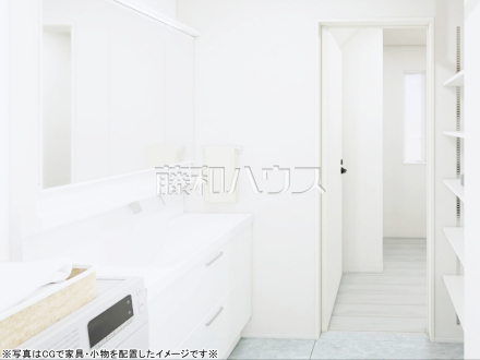 洗面室にはバスタオルや洗面具などをきれいに整理できる便利な可動棚を設置しました。※完成予想図※ 【朝霞市本町2丁目】/撮影日2026/06/26