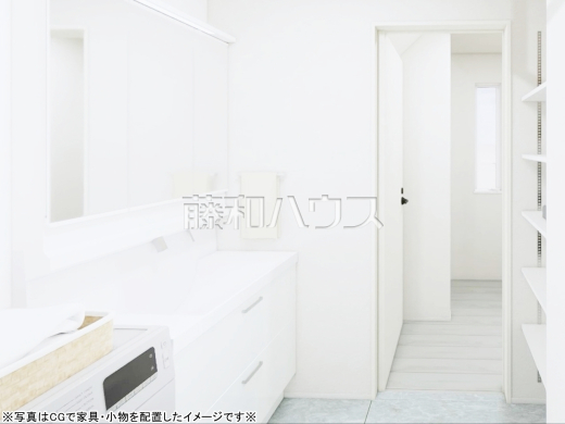 洗面室にはバスタオルや洗面具などをきれいに整理できる便利な可動棚を設置しました。※完成予想図※ 【朝霞市本町2丁目】