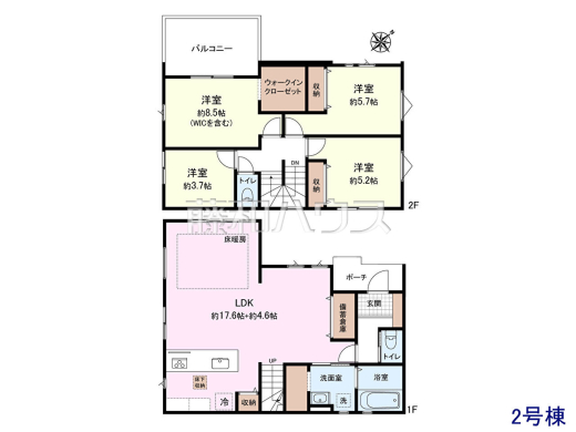 2号棟 間取図 【福岡市早良区次郎丸3丁目】