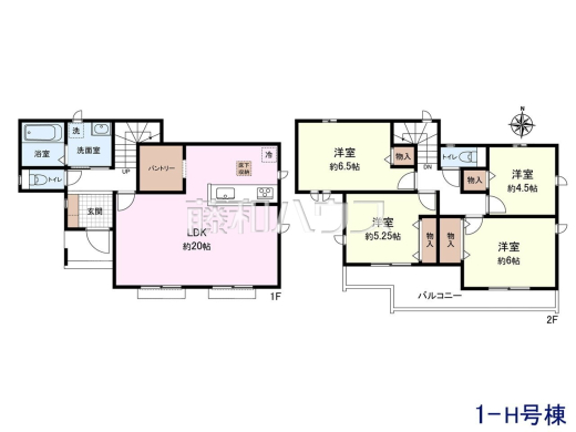 1-H号棟 間取図 【日野市大字上田】