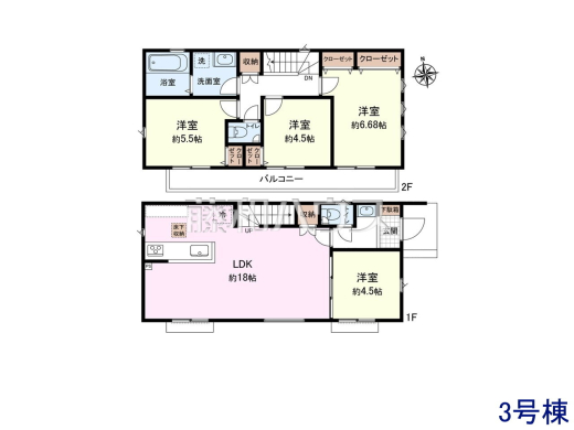 3号棟 間取図 【立川市砂川町8丁目】