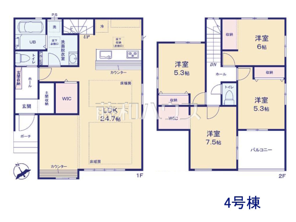4号棟 間取図 【福岡市東区土井2丁目】 4号棟 間取図 【福岡市東区土井2丁目】
