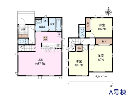 A号棟 間取図 【日野市西平山2丁目】