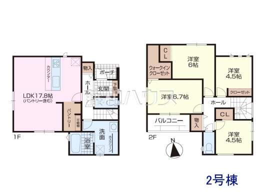 2号棟 間取図 【春日井市知多町1丁目】