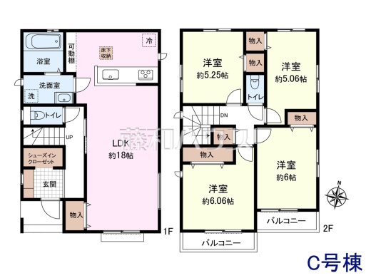C号棟 間取図 【東久留米市下里3丁目】