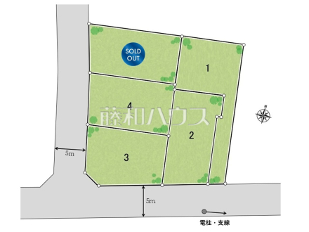 区画図 東久留米駅 徒歩17分に条件付売地が5区画登場致します!お気軽にお問い合わせくださいませ。【東久留米市小山4丁目】