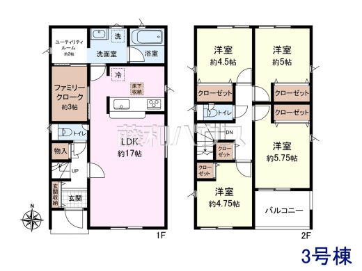 3号棟 間取図 【春日井市上条町7丁目】