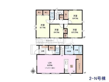 2-N号棟 間取図 【日野市大字上田】