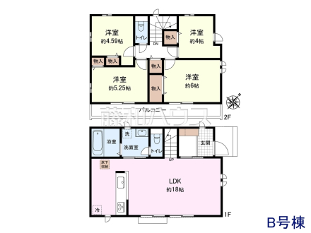 B号棟 間取図 【国分寺市戸倉3丁目】