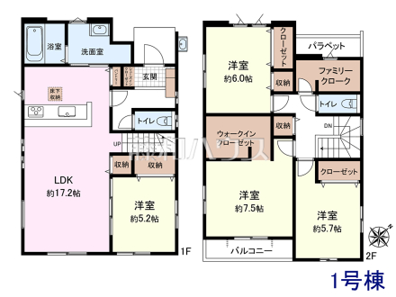1号棟 間取図 【福岡市博多区東月隈5丁目】