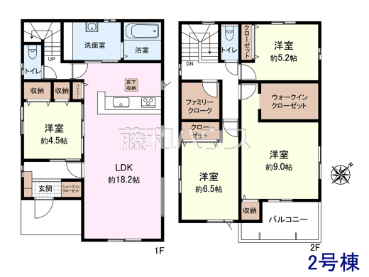 2号棟 間取図 【福岡市博多区東月隈5丁目】