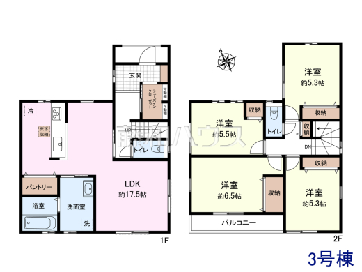 3号棟 間取図 【府中市清水が丘2丁目】