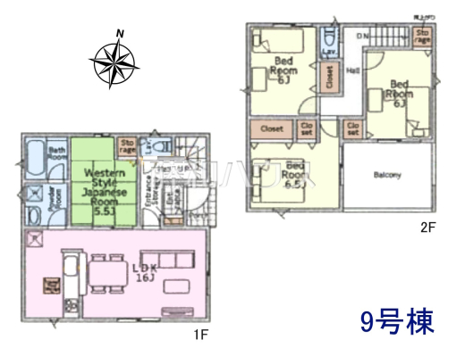9号棟 間取図 【八王子市緑町】