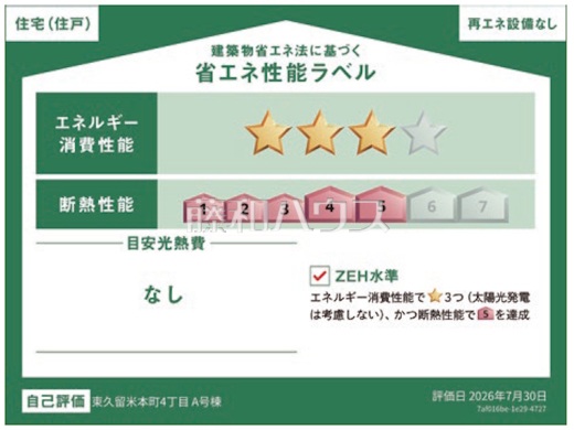 <span>【A号棟 省エネ性能ラベル】</span><span>※販売住戸が複数の場合、本ラベルは特定の住戸の性能を示すものであり、全ての住戸の性能を示すものではありません。</span>