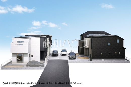 ≪完成予想図・外観パース≫ 季節を問わず賑わいをみせる街を背景に広がる住宅エリア。天高い青空を見上げて建つ姿は、静かな住宅街に溶け込みながらやさしい香りを放つことでしょう。 【西東京市下保谷5丁目】