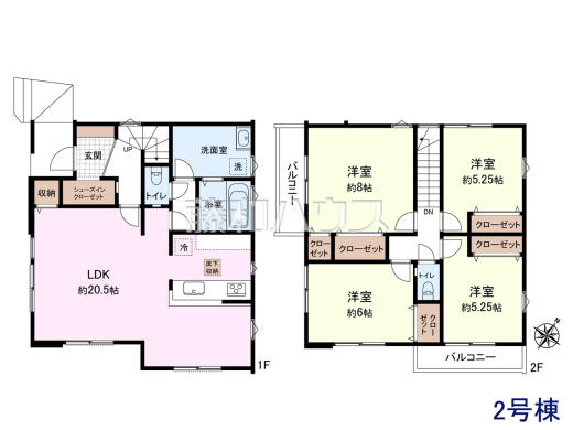 2号棟 間取図 【東村山市廻田町1丁目】