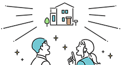 理想の家を見つけたカップルイラスト